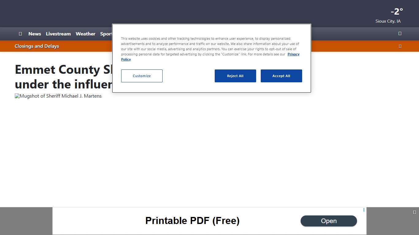 Emmet County Sheriff charged for operating under the influence