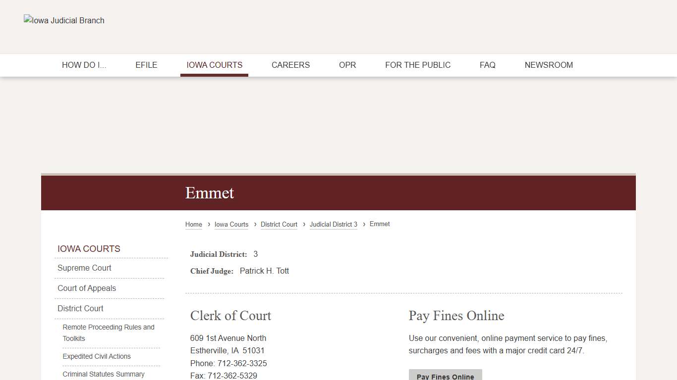 Emmet Judicial District 3 Iowa Judicial Branch